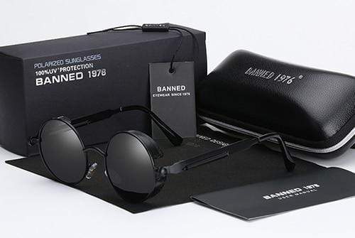 Round Polarized Sunglasses for Men — Steampunk Metal Frame with UV400 Protection | Vintage Circle Shades for Festivals & Everyday