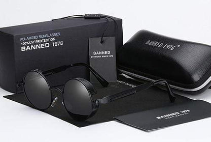 Round Polarized Steampunk Sunglasses for Men with UV400 Protection & Metal Frame | Retro Circle Shades with HD Lenses