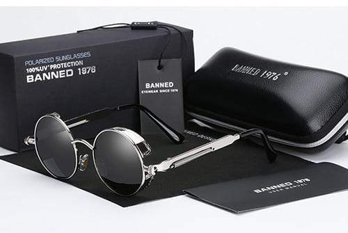 Round Polarized Steampunk Sunglasses for Men with UV400 Protection & Metal Frame | Retro Circle Shades with HD Lenses