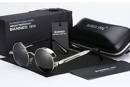 Round Polarized Steampunk Sunglasses for Men with UV400 Protection & Metal Frame | Retro Circle Shades with HD Lenses