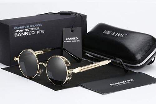 Round Polarized Sunglasses for Men — Steampunk Metal Frame with UV400 Protection | Vintage Circle Shades for Festivals & Everyday