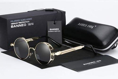 Round Polarized Sunglasses for Men — Steampunk Metal Frame with UV400 Protection | Vintage Circle Shades for Festivals & Everyday