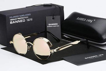 Round Polarized Sunglasses for Men — Steampunk Metal Frame with UV400 Protection | Vintage Circle Shades for Festivals & Everyday