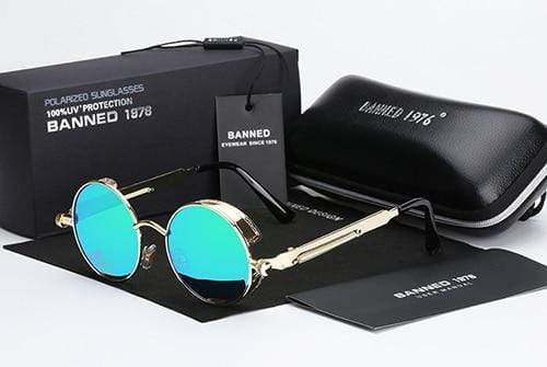Round Polarized Steampunk Sunglasses for Men with UV400 Protection & Metal Frame | Retro Circle Shades with HD Lenses
