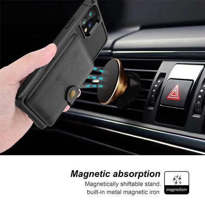 Folio Card Wallet Case with Leather-Look Texture for iPhone 12 Series – Fitted Edge Protection, Raised Camera Guard, Precise Button and