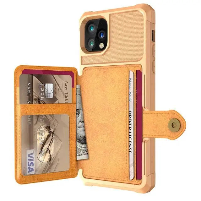 Folio Card Wallet Case with Leather-Look Texture for iPhone 12 Series – Fitted Edge Protection, Raised Camera Guard, Precise Button and