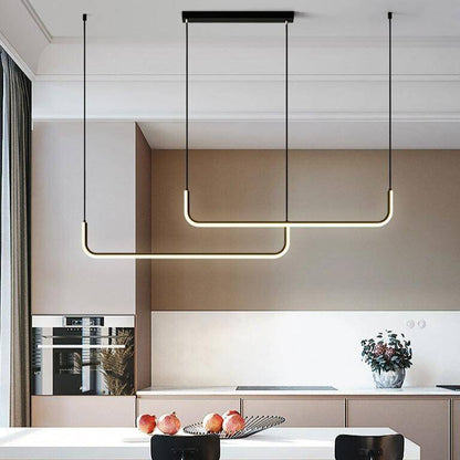 Suspension LED linéaire moderne | Luminaire suspendu en aluminium à intensité variable pour salle à manger, îlot de cuisine et bureau | Luminosité réglable