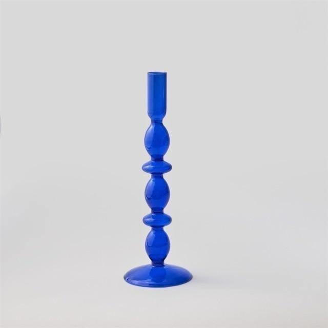 Azure Taper Glass Candle Holders