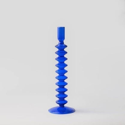 Azure Taper Glass Candle Holders