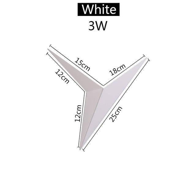 Applique murale triangulaire en métal, éclairage LED 3W vers le bas pour chambre, salon, couloir, luminaire géométrique moderne, noir, blanc, doré, fixation murale