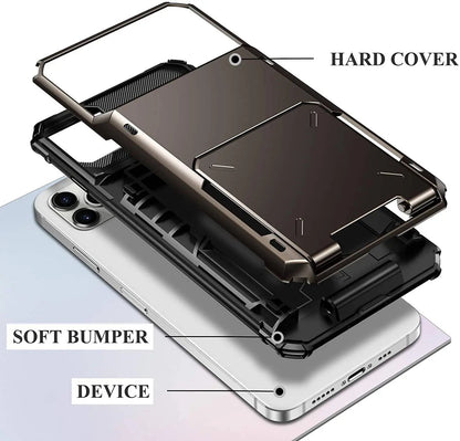 Armor Card Wallet iPhone Case with Military-Grade Protection | Black Mamba Shock-Absorbing Shell for iPhone X through 13 Series