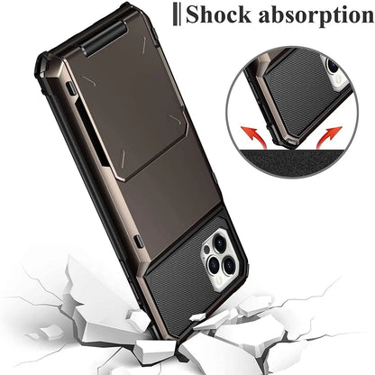 Armor Card Wallet iPhone Case with Military-Grade Protection | Black Mamba Shock-Absorbing Shell for iPhone X through 13 Series