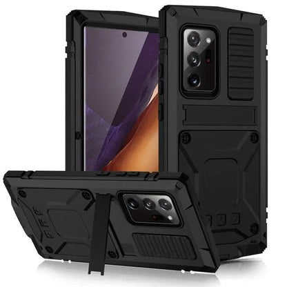 Heavy-Duty Aluminum Galaxy S21 Case with Tempered Glass Screen – Kickstand & 360° Drop Protection