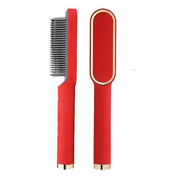 Heated Straightening Brush for Smooth Salon Hair at Home – Ionic Coating – 5 Heat Settings – Anti-Frizz Styling Comb