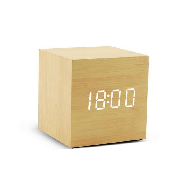 Wooden Block LED Alarm Clock