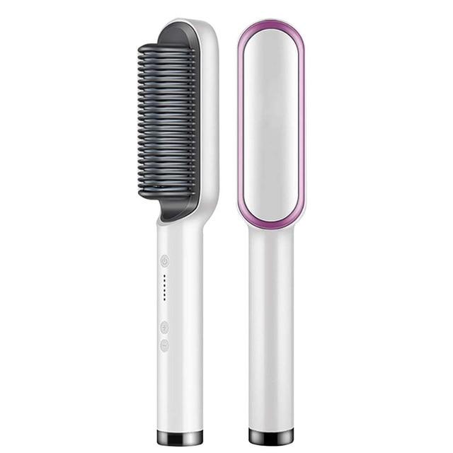 Heated Straightening Brush Comb for Silky Smooth Hair Styling with Ionic Technology 5 Heat Settings for All Hair Types Quick Salon Results