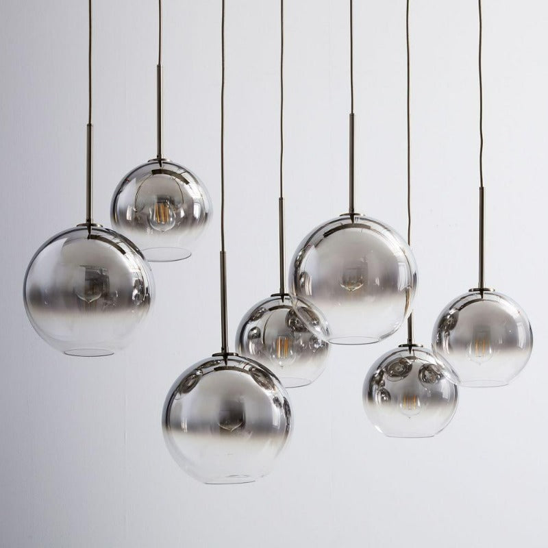 Suspension élégante en laiton avec abat-jour en verre