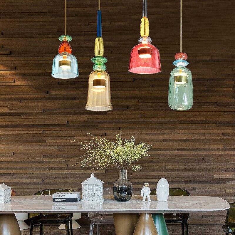 Tinted Glass Drop Light with Height-Adjustable Cord 47 in LED Overhead Fixture for Dining Tables Kitchen Islands Contemporary Suspended Ceil