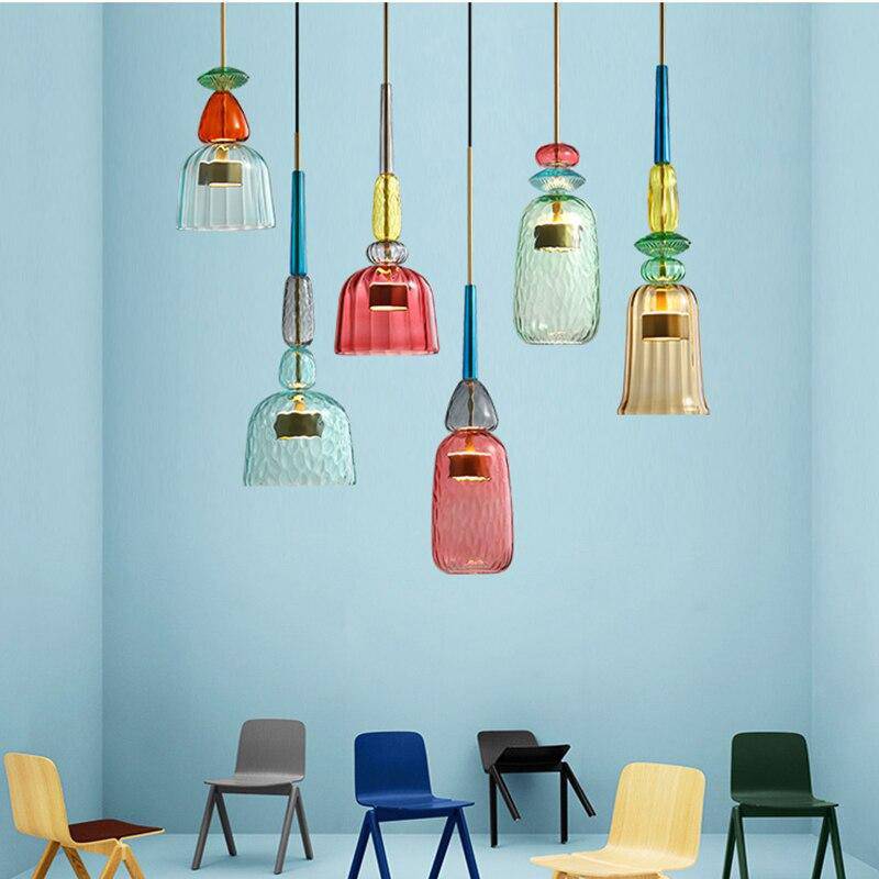 Tinted Glass Drop Light with Height-Adjustable Cord 47 in LED Overhead Fixture for Dining Tables Kitchen Islands Contemporary Suspended Ceil