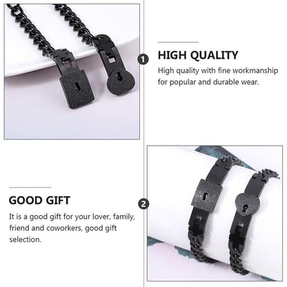 Couples Lock & Key Bracelet Set in Stainless Steel for Him & Her | Matching Jewelry Gift for Boyfriend Girlfriend Anniversary Valentine's Da