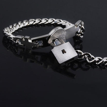 Couples Lock & Key Bracelet Set in Stainless Steel for Him & Her | Matching Jewelry Gift for Boyfriend Girlfriend Anniversary Valentine's Da