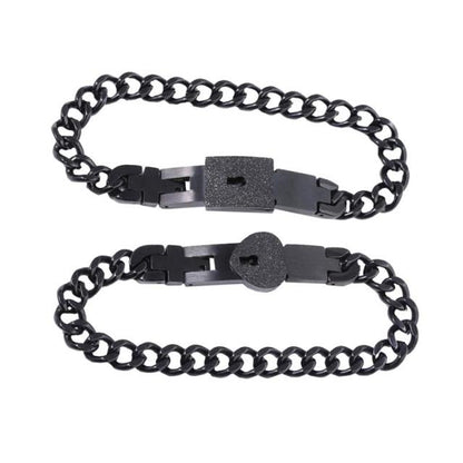 Couples Lock & Key Bracelet Set in Stainless Steel for Him & Her | Matching Jewelry Gift for Boyfriend Girlfriend Anniversary Valentine's Da