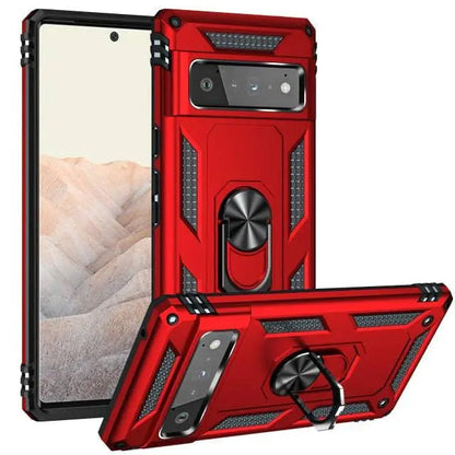 Reinforced Kickstand Phone Case for Google Pixel 6 & Pixel 6 Pro – 360° Rotating Ring Grip – Shockproof Hybrid Shell Cover