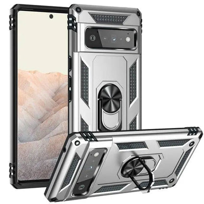 Reinforced Kickstand Phone Case for Google Pixel 6 & Pixel 6 Pro – 360° Rotating Ring Grip – Shockproof Hybrid Shell Cover
