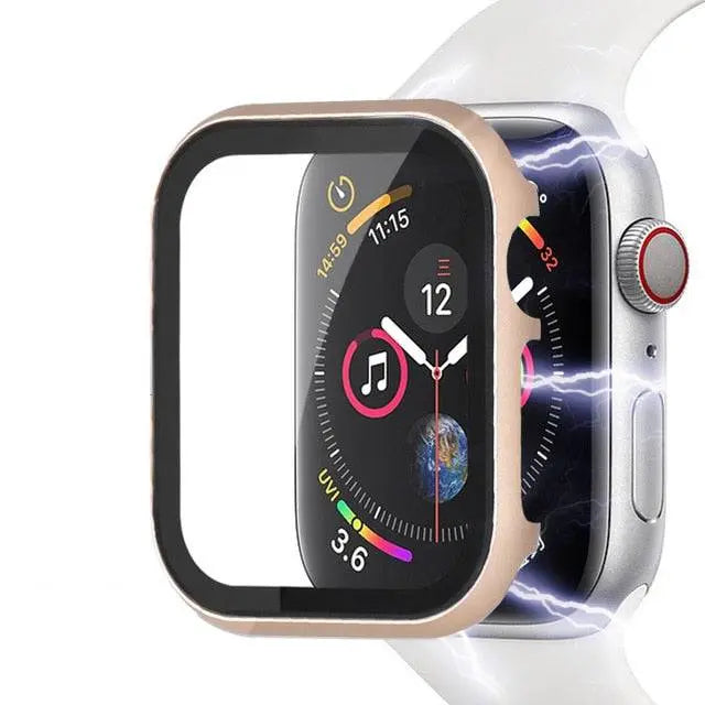 Protective Metal Bumper Frame for Apple Watch Series 7/8/9 – 41mm & 45mm Hard Shell Guard with Tempered Glass