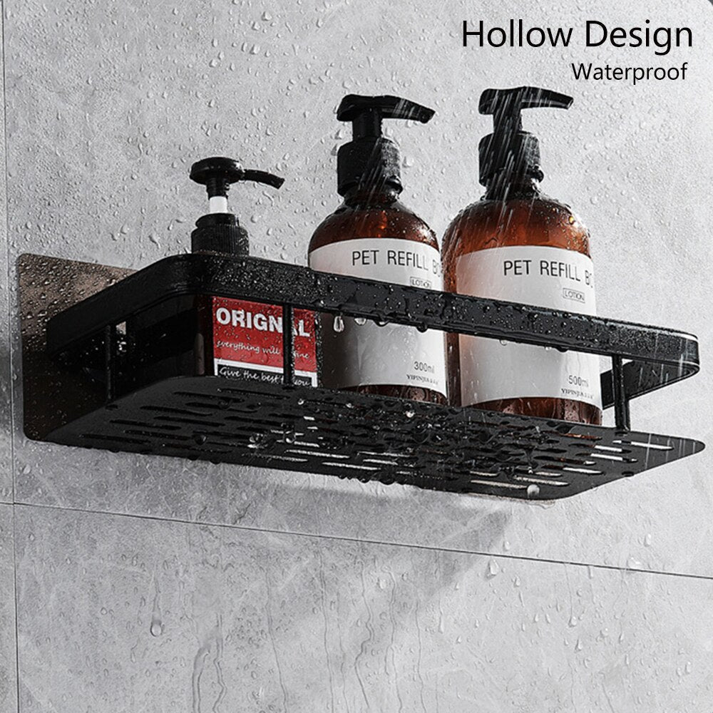 Étagère de salle de bain élégante en métal avec fixation par ventouse | Solution de rangement gain de place pour organiser vos essentiels