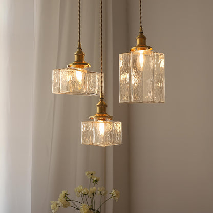 Ribbed Glass Globe Hanging Light Fixture with Brass Accents for Dining Areas and Entryways