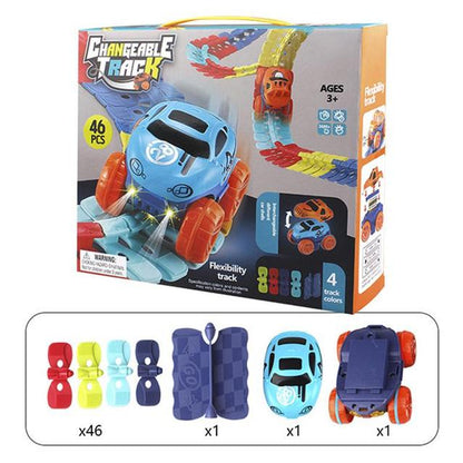 Flexible Magnetic Race Track Set with Glow-in-the-Dark Car for Kids | Educational STEM Building Toy