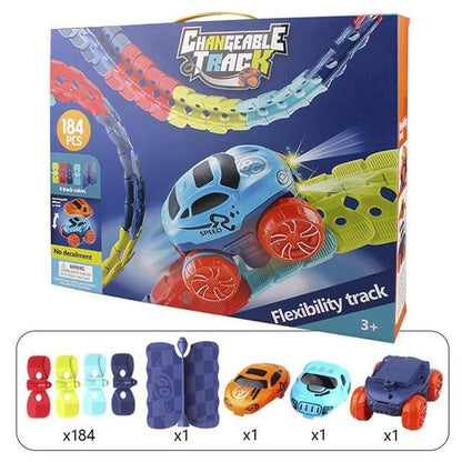 Flexible Magnetic Race Track Set with Glow-in-the-Dark Car – Build Your Own Raceway for Kids Ages 3+