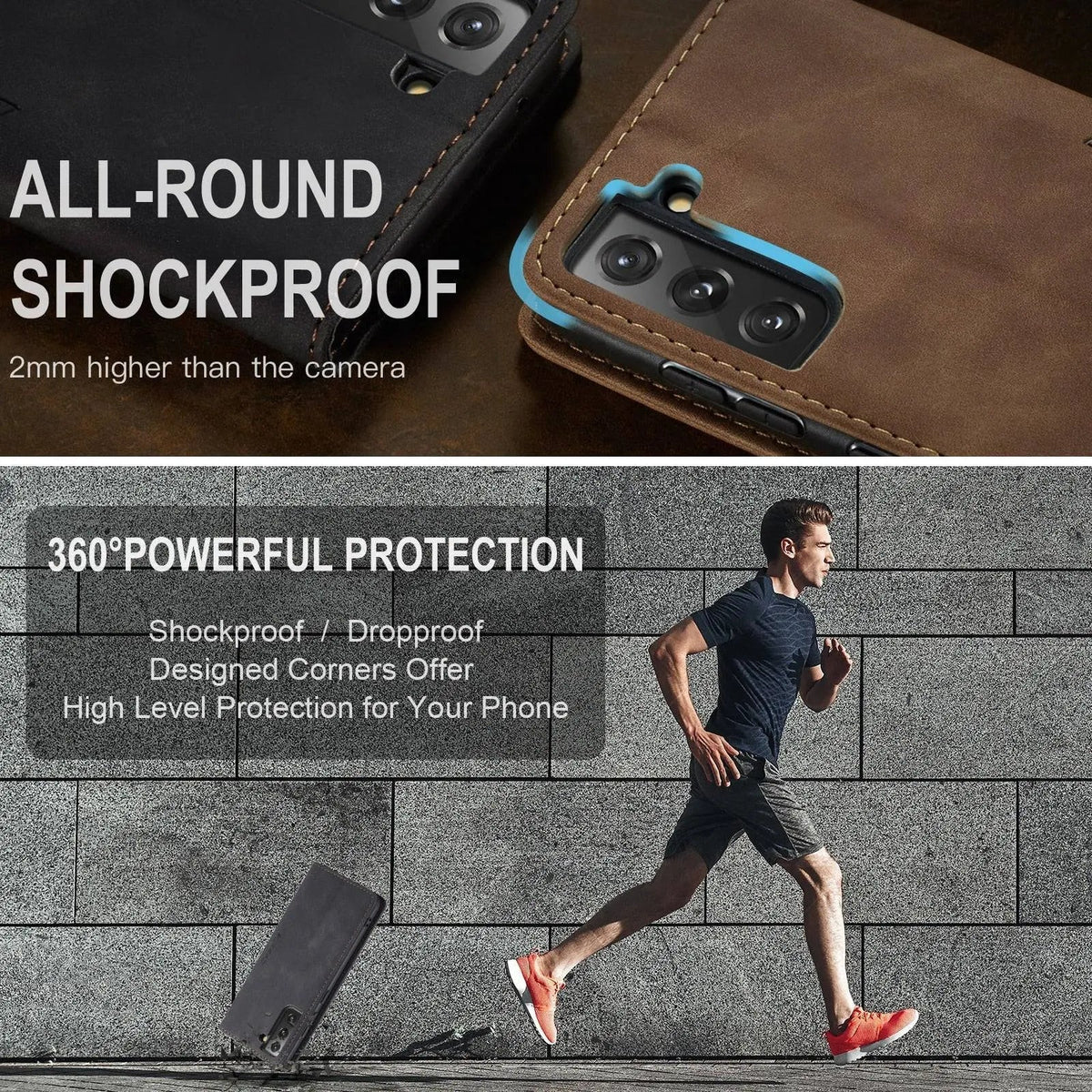 Leather Folio Phone Case with Card Slots – Samsung Galaxy S22, S22 Plus & S22 Ultra