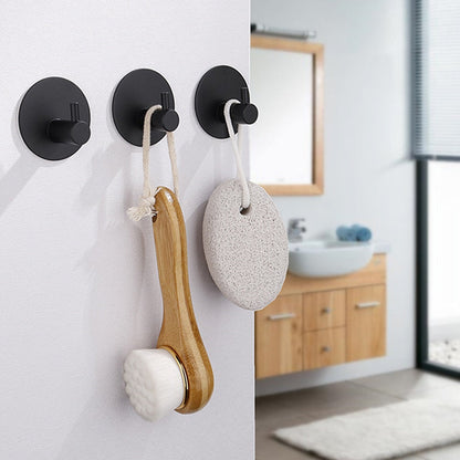 Adhesive Stainless Steel Coat Hook for Bathroom Kitchen Entryway | No-Drill Robe Towel Key Hanger for Apartments Rental Homes Dorms | Wall-M