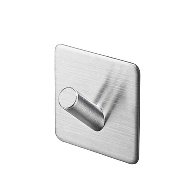 Adhesive Stainless Steel Coat Hook for Bathroom Kitchen Entryway | No-Drill Robe Towel Key Hanger for Apartments Rental Homes Dorms | Wall-M