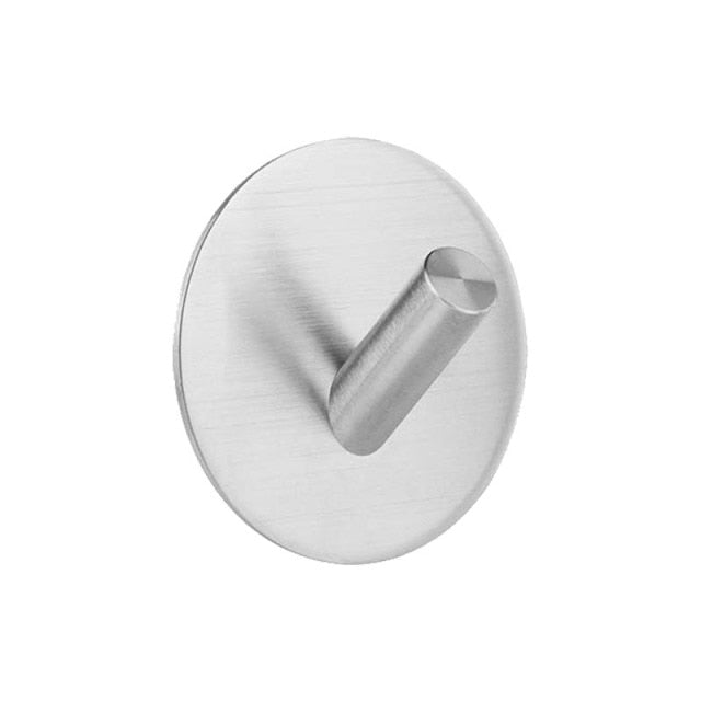 Adhesive Stainless Steel Coat Hook for Bathroom Kitchen Entryway | No-Drill Robe Towel Key Hanger for Apartments Rental Homes Dorms | Wall-M
