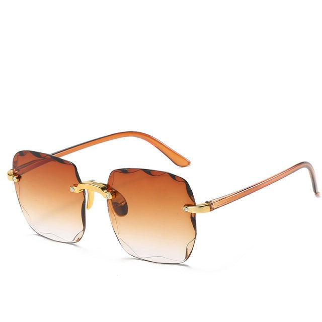 Rimless Rectangle Sunglasses with UV400 Protection – Lightweight Vintage Eyewear for Women & Men