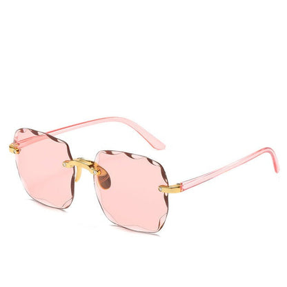 Rimless Rectangle Sunglasses with UV400 Protection – Lightweight Vintage Eyewear for Women & Men