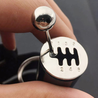 Metal Gear Shift Keychain with Moving Shifter for Car Enthusiasts | Manual Transmission Key Ring Accessory for Men & Women | Automotive Gift