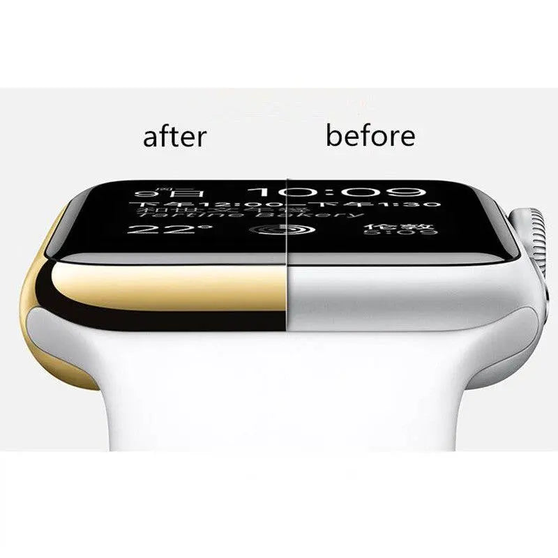 Snap-On Shield for Apple Watch – Full-Edge Guard with Screen Film – 38mm to 44mm Series 1/2/3/4 – Five Finishes