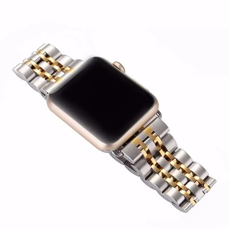 Premium Metal Three-Row Chain Watch Strap – 38mm–49mm Sizes, 4 Finishes – Compatible with Latest & Legacy Apple Watches