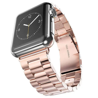 Precision Stainless Steel Link Bracelet for Apple Watch – 38mm to 49mm Connector Fit – Adjustable Wrist Band with Butterfly Clasp for