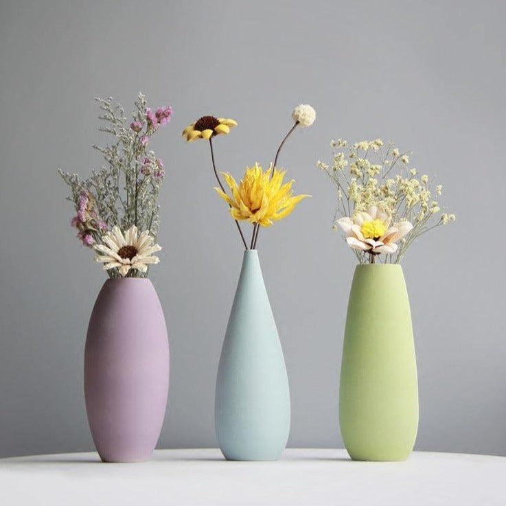 Delicate Hued Ceramic Floral Vases