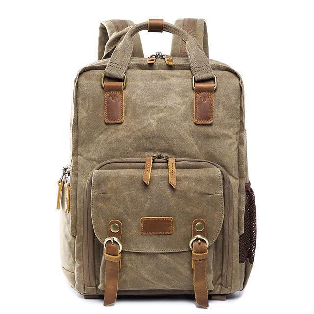 Water-Resistant Waxed Canvas Backpack for DSLR and 15-Inch Laptop