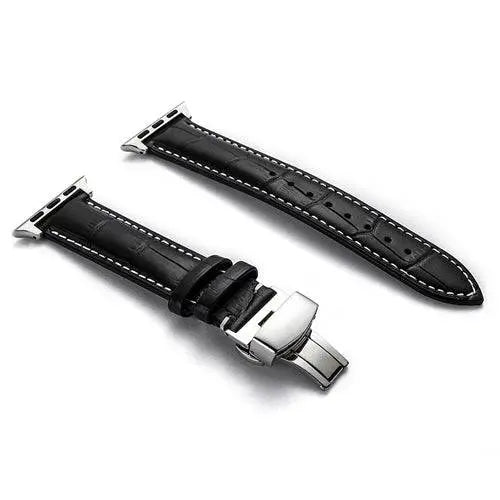 Full-Grain Leather Replacement Wristband for 38–46mm Smart Watches – Buckle Closure, Multiple Finishes
