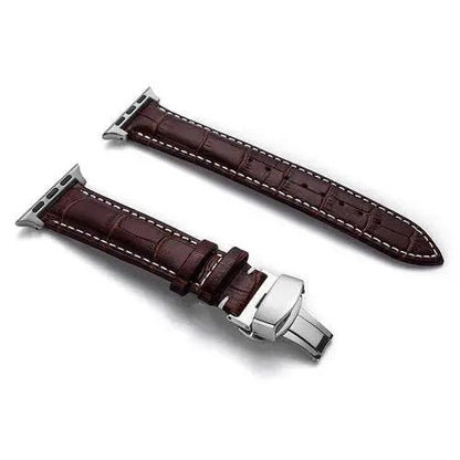 Full-Grain Leather Replacement Wristband for 38–46mm Smart Watches – Buckle Closure, Multiple Finishes