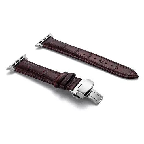 Full-Grain Leather Replacement Wristband for 38–46mm Smart Watches – Buckle Closure, Multiple Finishes
