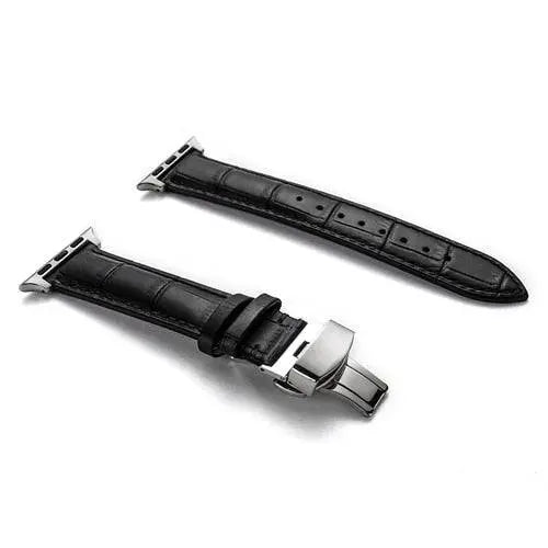 Full-Grain Leather Replacement Wristband for 38–46mm Smart Watches – Buckle Closure, Multiple Finishes