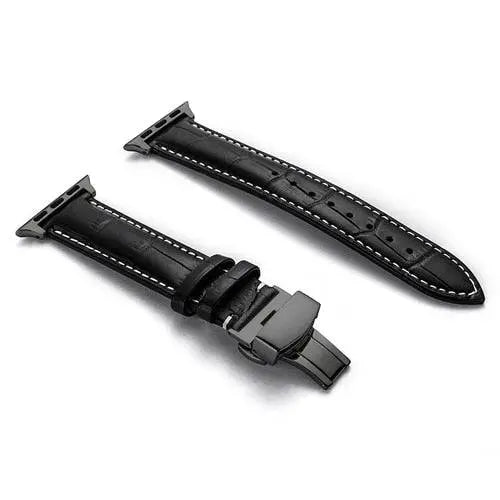 Full-Grain Leather Replacement Wristband for 38–46mm Smart Watches – Buckle Closure, Multiple Finishes